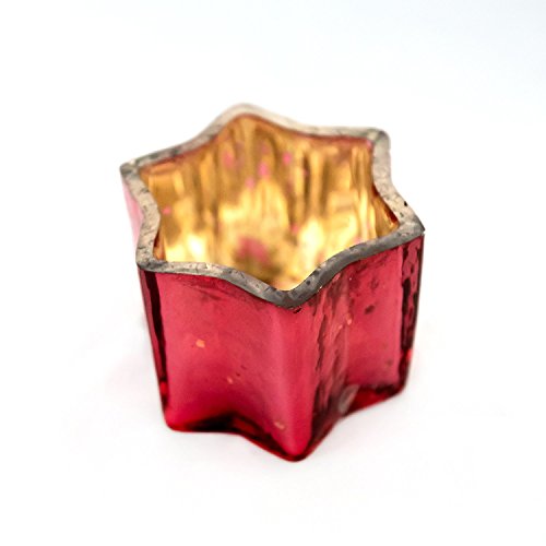 Insideretail Mercury Glass Stern Teelichthalter-mit Distressed Red Folie, 7 x 7 cm x 4,5 cm, Set von 24, Glas, 7 Centimeters cm, Einheiten Insideretail Mercury Glass Stern Teelichthalter-mit Distressed Red Folie, 7 x 7 cm x 4,5 cm, Set von 24, Glas, 7 Centimeters cm, Einheiten von Insideretail