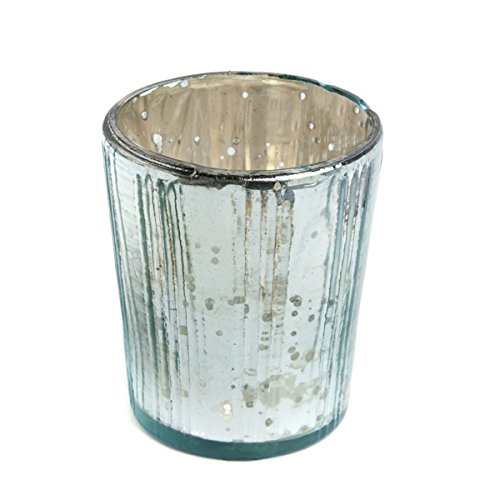 Insideretail Mercury Teelichthalter aus Glas, Vertikal-mit Distressed Light Blue Folie, 7cm, Set von 48, 7 x 5 x 7 cm, Einheiten von Insideretail