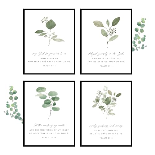 Insire Religiöse Wandkunst - Wanddeko - Christliche Deko Drucke 4er Set (20,3 x 25,4 cm) - ohne Rahmen - Bibelvers - Religiöse Geschenke | 2er Set von Insire