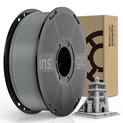 Inslogic High-Speed PLA Filament 1.75mm 3D Printer Filament, 50-600mm/s Rapid Printing PLA, Smooth Flow & No Clogging, 1kg Spool (2.2lbs) Fit Most FDM 3D Printers, Gray von Inslogic