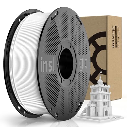 Inslogic High-Speed PLA Filament 1.75mm 3D Printer Filament, 50-600mm/s Rapid Printing PLA, Smooth Flow & No Clogging, 1kg Spool (2.2lbs) Fit Most FDM 3D Printers, White von Inslogic