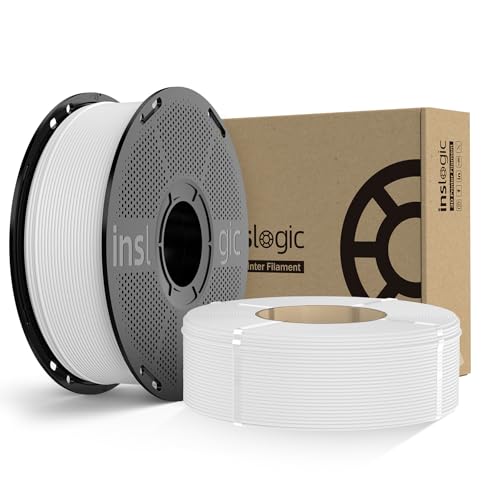 Inslogic Matte PLA Filament 1.75mm 3D Druck Filament, feine matte Textur & hohe Präzision, Maßgenauigkeit +/- 0.02mm, 1 Spule + 1 Nachfüllung, passend für die meisten FDM 3D Drucker, Weiß, 2kg Inslogic Matte PLA Filament 1.75mm 3D Druck Filament, feine matte Textur & hohe Präzision, Maßgenauigkeit +/- 0.02mm, 1 Spule + 1 Nachfüllung, passend für die meisten FDM 3D Drucker, Weiß, 2kg von Inslogic