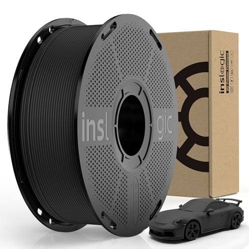 Inslogic Matte PLA Filament 1.75mm 3D Printer Filament, Fine Matte Texture & High Precision, Dimensional Accuracy +/- 0.02mm, 1kg Spool (2.2lbs) Fit Most FDM 3D Printers, Black von Inslogic