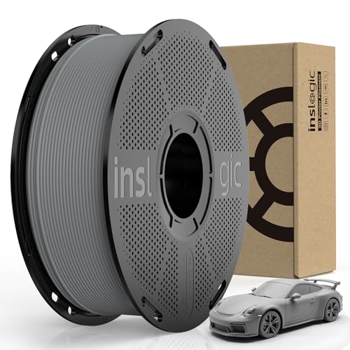 Inslogic Matte PLA Filament 1.75mm 3D Printer Filament, Fine Matte Texture & High Precision, Dimensional Accuracy +/- 0.02mm, 1kg Spool (2.2lbs) Fit Most FDM 3D Printers, Gray von Inslogic