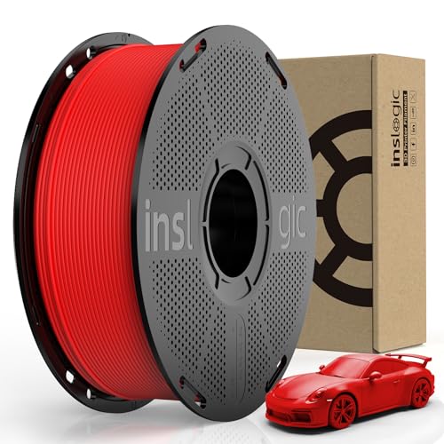 Inslogic Matte PLA Filament 1.75mm 3D Printer Filament, Fine Matte Texture & High Precision, Dimensional Accuracy +/- 0.02mm, 1kg Spool (2.2lbs) Fit Most FDM 3D Printers, Red von Inslogic