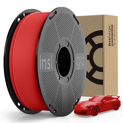 Inslogic Mattes PLA Filament Rot 1.75mm 1kg 3D Druckfilament, 3D Drucker PLA Filament mit wiederverwendbarer ABS-Spule, Maßgenauigkeit +/- 0.02mm, kompatibel mit Bambulab Nachfüllfilament von Inslogic