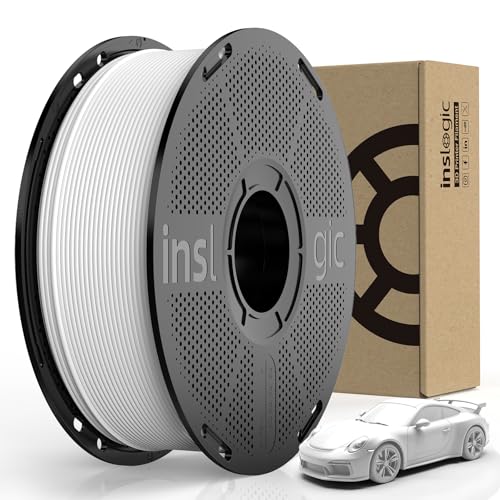 Inslogic Matte PLA Filament 1.75mm 3D Printer Filament, Fine Matte Texture & High Precision, Dimensional Accuracy +/- 0.02mm, 1kg Spool (2.2lbs) Fit Most FDM 3D Printers, White von Inslogic
