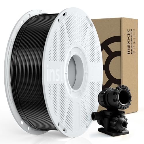 Inslogic PA6-CF 3D Filament 1.75mm, Heat Deflection Temperature up to 209°C, Made of 80% PA Nylon and 20% Carbon Fibers, Stiff & Strong & Heat Resistant, 0.5kg Refill. (Black) von Inslogic