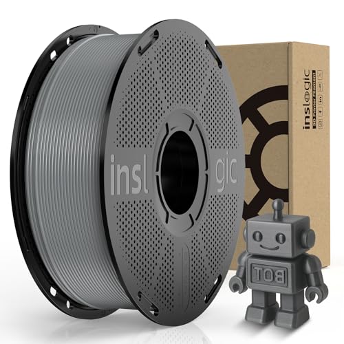 Inslogic PETG Pro 3D Printer Filament 1.75mm 1KG, Less Stringing and Good Layer Adhesion, Individually Vacuum Packed, Dimensional Accuracy +/- 0.02mm, 1KG Spool. (Grey) von Inslogic