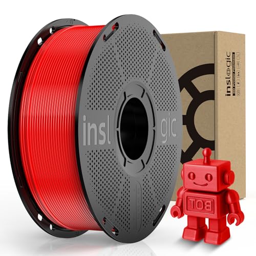Inslogic PETG Pro 3D Printer Filament 1.75mm 1KG, Less Stringing and Good Layer Adhesion, Individually Vacuum Packed, Dimensional Accuracy +/- 0.02mm, 1KG Spool. (Red) von Inslogic