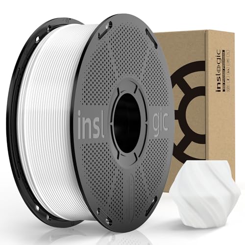 Inslogic PLA Pro Filament 1.75mm 3D Printer Filament, Tough & Durable PLA Filament 1kg Spool (2.2lbs), 50-300mm/s High-Speed Printing, Dimensional Accuracy +/- 0.02mm, Fit Most FDM 3D Printers, White von Inslogic