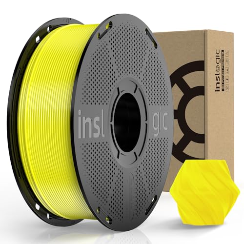 Inslogic PLA Pro Filament 1.75mm 3D Printer Filament, Tough & Durable PLA Filament 1kg Spool (2.2lbs), 50-300mm/s High-Speed Printing, Dimensional Accuracy +/- 0.02mm, Fit Most FDM 3D Printers, Yellow von Inslogic