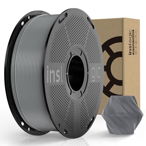 Inslogic PLA Pro Filament 1.75mm 3D Printer Filament, Tough & Durable PLA Filament 1kg Spool (2.2lbs), 50-300mm/s High-Speed Printing, Dimensional Accuracy +/- 0.02mm, Fit Most FDM 3D Printers, Gray von Inslogic