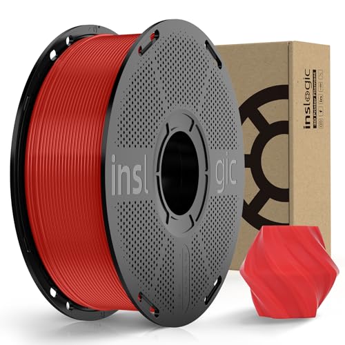 Inslogic PLA Pro Filament 1.75mm vorgetrocknetes Filament Feuchtigkeitsbeständiges 3D Drucker Filament 1kg Spule, +/-0.02mm Genauigkeit, Kompatibel mit den meisten FDM Druckern (Rot)​​ von Inslogic