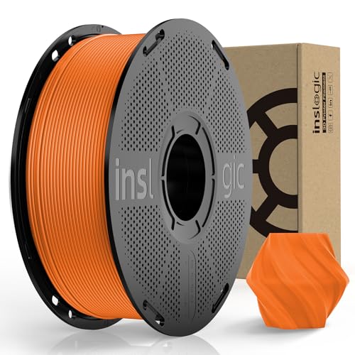 Inslogic PLA Pro Filament 1.75mm vorgetrocknetes Filament Feuchtigkeitsbeständiges 3D Drucker Filament 1kg Spule, +/-0.02mm Genauigkeit, Kompatibel mit den meisten FDM Druckern (Orange)​​ von Inslogic