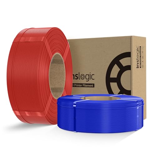 Inslogic PLA Pro Filament 1.75mm vorgetrocknetes Filament Feuchtigkeitsbeständiges 3D Drucker Filament Nachfüllpackung 2kg, Kompatibel mit den meisten FDM Druckern (Rot+Blau)​​ von Inslogic