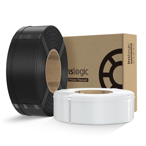 Inslogic PLA Pro Filament 1.75mm vorgetrocknetes Filament Feuchtigkeitsbeständiges 3D Drucker Filament Nachfüllpackung 2kg, Kompatibel mit den meisten FDM Druckern (Schwarz+Weiß)​​ von Inslogic