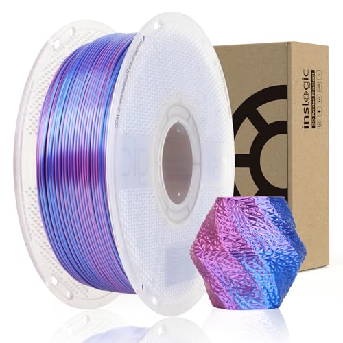 Inslogic Silk PLA Filament 1.75mm 1KG, 3D Printer Filament Silk Dual-Color PLA, Silky Smooth Finish & High Precision, 1kg Spool(2.2lbs), Fits for Most FDM 3D Printers, (Red+Blue) von Inslogic