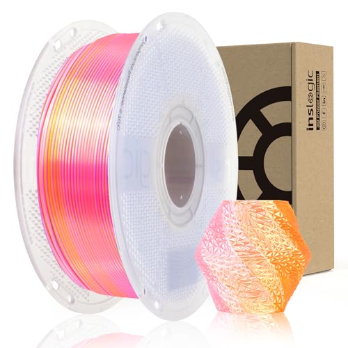 Inslogic Silk PLA Filament 1.75mm 1KG, 3D Printer Filament Silk Dual-Color PLA, Silky Smooth Finish & High Precision, 1kg Spool(2.4lbs), Fits for Most FDM 3D Printers, (Pink+Gold) von Inslogic