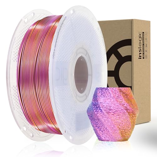 Inslogic Silk PLA Filament 1.75mm 1KG, 3D Printer Filament Silk Tri-color PLA, Silky Smooth Finish & High Precision, 1kg Spool(2.2lbs), Fits for Most FDM 3D Printers, (Red+Yellow+Blue) von Inslogic