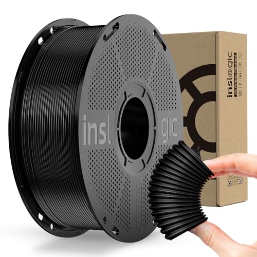 Inslogic TPU Filament 1.75mm, 95A Soft 3D Printer Filament, Flexible 3D Material 1kg Spool (2.2 lbs), Durable & Wear-Resistant, Dimensional Accuracy +/- 0.02 mm, Black von Inslogic