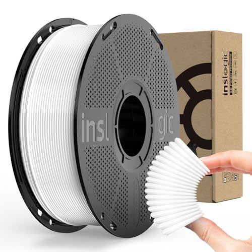 Inslogic TPU Filament 1.75mm, 95A Soft 3D Printer Filament, Flexible 3D Material 1kg Spool (2.2 lbs), Durable & Wear-Resistant, Dimensional Accuracy +/- 0.02 mm, White von Inslogic