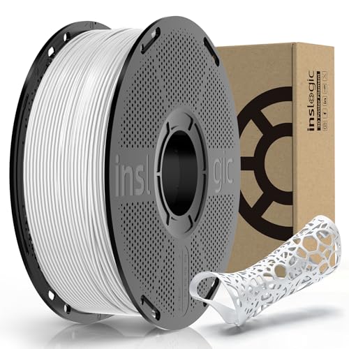 Inslogic TPU Filament 1.75mm, 90A Shore, Weiches & Reißfestes 3D Druckmaterial, Hohe Elastizität, Feuchtigkeitsbeständiger Alubeutel, Ideal für Schuhe, Schutzausrüstung, Weiß​​ von Inslogic
