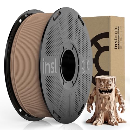 Inslogic WoodFill PLA Filament 1.75mm, 3D Printer Filament Wood-Like Matte Finish, Real Wood Texture, Fast Printing, Compatible with Most FDM 3D Printers, 1kg (2.2lbs) Spool,Natural Wood von Inslogic