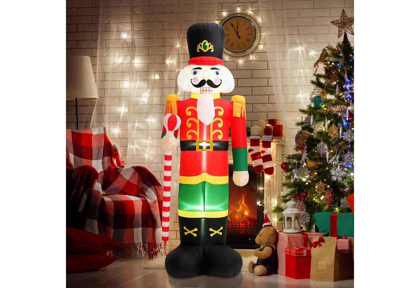 Insma Dekofigur (1 St., Aufblasbarer Weihnachts-Nussknacker 2,4 m), mit LED-Beleuchtung, wetterfest, selbstaufblasend von Insma