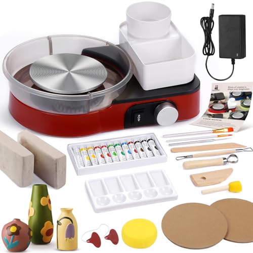 Töpferscheibe für Erwachsene – Komplettes Töpferwerkzeug-Set für Anfänger, 15,2 cm Drehteller, Zwei-Wege-Rotation, einstellbare Geschwindigkeit, 1 kg. Lufttrocknender Ton, Mini-Töpferscheibe mit Töpferscheibe für Erwachsene – Komplettes Töpferwerkzeug-Set für Anfänger, 15,2 cm Drehteller, Zwei-Wege-Rotation, einstellbare Geschwindigkeit, 1 kg. Lufttrocknender Ton, Mini-Töpferscheibe mit von Insnug