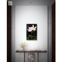 Lotus Blume Glas Panel Wanddekoration Handgemaltes Spirituelles Dekor Wand Kunst Einzigartiger Urlaub Geschenk Wohnkultur von Inspiranna
