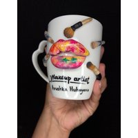 Individuelle 3D Tasse Für Makeup Artist - Handgemachte Polymer Clay Makeup Liebhaber Geschenk Künstlerbecher Einzigartiges Pinsel Lippen von InspiranteByG