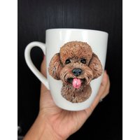 Individuelle Hundetasse - Personalisierte Polymer Clay 3D Hunde Portrait Braun Pudel Tasse Haustier Skulptur Verlust Geschenke von InspiranteByG