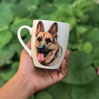 Personalisierte Haustier Tasse - Polymer Clay Hundetasse 3D Schäfer Portrait Hunde Mutter Geschenk Individuelle Skulptur Verlust von InspiranteByG