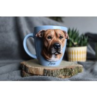 Personalisierte Pitbull-Tasse - Polymer Clay Hundetasse 3D Hunde Portrait Pitbull Geschenk Individuelle Haustier Skulptur Verlust von InspiranteByG