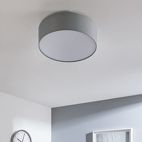 INSPIRE - Deckenleuchte SITIA - 3 Lichtpunkte E27-40W - Ø 48 cm - Deckenlampeaus Baumwollstoff - Grau von INSPIRE