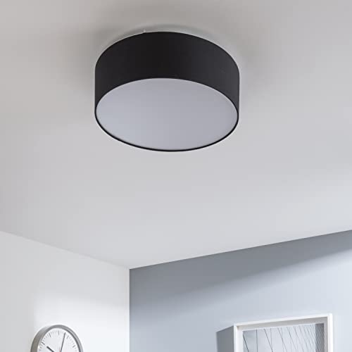 INSPIRE - Deckenleuchte SITIA - 3 Lichtpunkte E27-40W - Ø 48 cm - Deckenlampe aus Baumwollstoff - Schwarz von INSPIRE