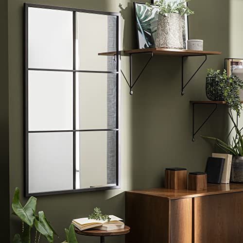 INSPIRE - Rechteckiger Spiegel BROEDER - Atelierfenstereffekt - H.110 x B. 70 cm - Schwarzes Metall - Ganzkörperspiegel - Wandspiegel schwarzer Rahmen von INSPIRE