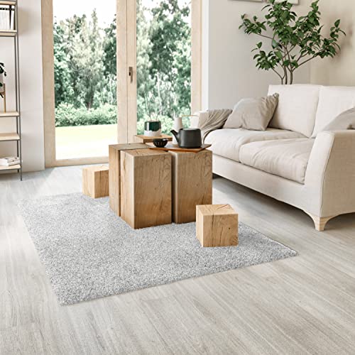 INSPIRE - Rechteckiger Teppich Tony - Grau - 22 mm x B.160 cm x L.230 cm - Teppich Schlafzimmer - Teppich Wohnzimmer - Teppich Kurzflor - Weich - 2300g/m² von INSPIRE