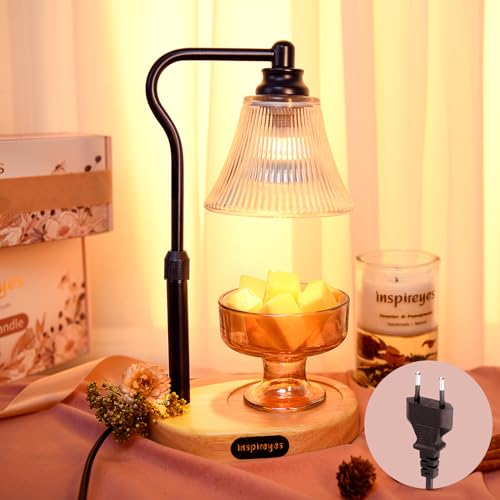 Inspireyes Kerzenwärmer Lampe, Höhenverstellbar Kerzenhalter, Dimmbare Duftkerze Duftlampe Wachswärmer, Elektrische Raumduft Kerzenwärmer mit Timer, 2 Glühbirnen, Schw von Inspireyes