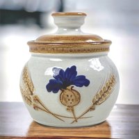 Vintage Deckeldose Aus Keramik. Mid Century Modern Behälter 1960Er Jahre Von Schramberg Handgemaltes Florales Muster Einweihungsparty Geschenk von Inspiria