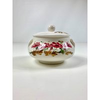 Vintage Deckeldose Deckelschale Porzellan Keramik 1970Er Jahre Retro Schmuckschatulle Blumenmuster Geschenk Sammlerstück von Inspiria