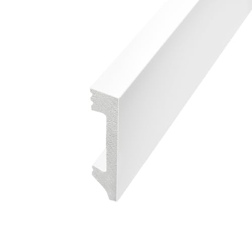Inspirum Moderne Sockelleiste Weiß LCL-10, 75x14x1000 mm, Preis pro Meter, Minimalistische Fußleiste aus Polyurethan, Stoßfest, Wasserfest & Lackiert von Inspirum