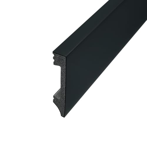Inspirum Sockelleiste Schwarz Matt LCL-10B, 75x14x1000 mm, Preis pro Meter, Moderne Fußleiste aus Polyurethan, Stoßfest, Wasserfest & Lackiert von Inspirum