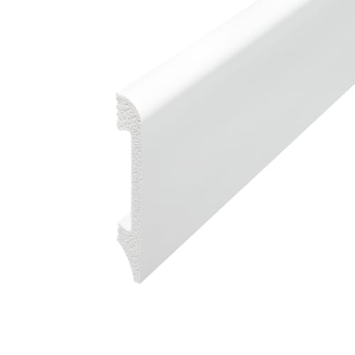Inspirum Sockelleiste Weiß LCL-02, 100x14x1000 mm, Moderne Hohe Fußleiste aus Polyurethan, Stuckleiste Wasserfest, Stoßfest & Lackiert, Wandleiste für Parkett & Laminat von Inspirum