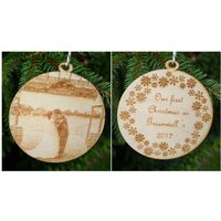 Personalisierte Weihnachtsverzierung - Holzbildverzierung Holz Fotoverzierung Doppelseitige Holzhochzeitsverzierung von InstaEtchStudio