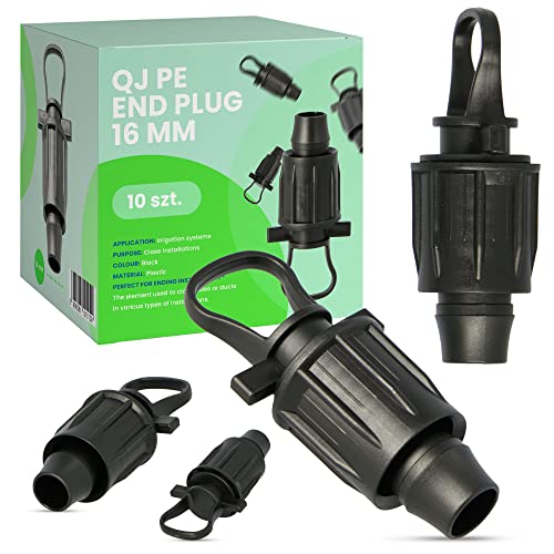 10 Stück Blindstopfen PE QJ Fitting 16mm Abdeckkappe Endkappe Bewässerungsrohre Armaturen Schnellanschluss Stabiler Kunststoff Stopfen Kappe Abschlussstopfen Micro-Drip Wasserrohr Bewässerungsleitung von Instalguru