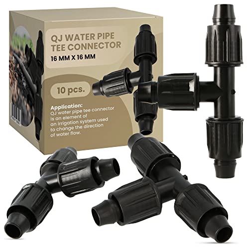 10 Stück T-Stück T-Verbinder QJ 16 mm x 16 mm für PE Rohr Bewässerungsleitung Schlauchverlängerung Wasserrohr Garten Wasserleitung Micro-Drip-Bewässerungssysteme Rasenbewässerungssystem von Instalguru