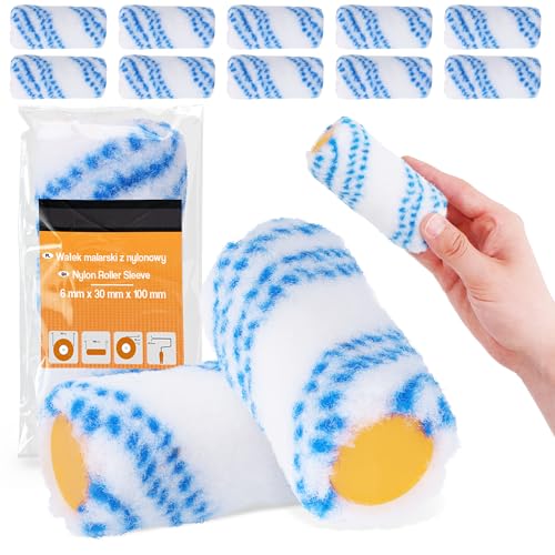 10x Farbroller 10 cm Ersatzrolle Farbwalze Malerwalze Malerrolle Nylonrolle Malen Streichen Wandfarbe Roller Anti-Spritz-Roller Universal Wandroller Robuste von Instalguru
