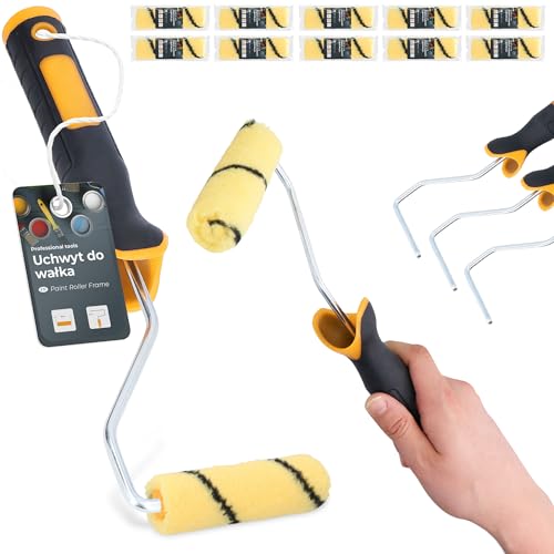 10x Farbroller 10 cm Farbwalze Ersatzrolle Malerrolle Lackierrolle Fassadenfarbe Wand Set mit 3x Farbrollerbügel Bügel Malerbedarf Anstricharbeiten Renovierung von Instalguru